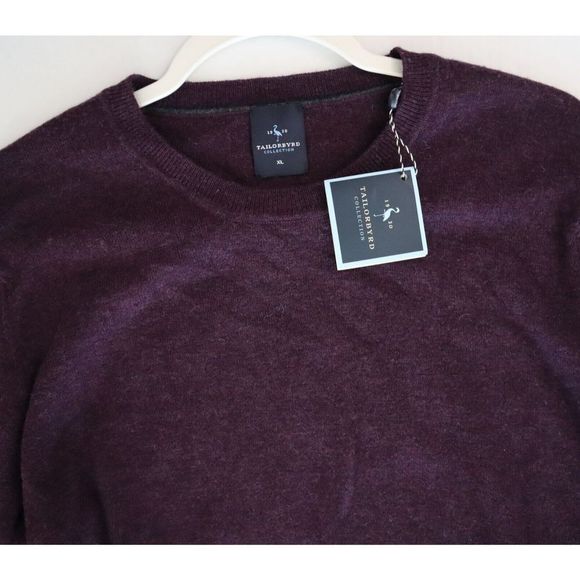 Tailorbyrd M220S2401 Men's Sz XL Purple Merino Wool Crew Neck Sweater - Picture 3 of 6